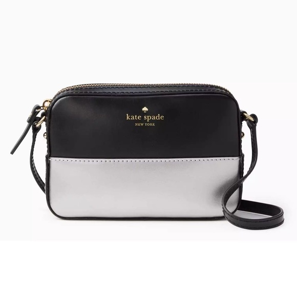 kate spade Handbags - NWT Kate Spade Black Silver Crossbody Purse Bag